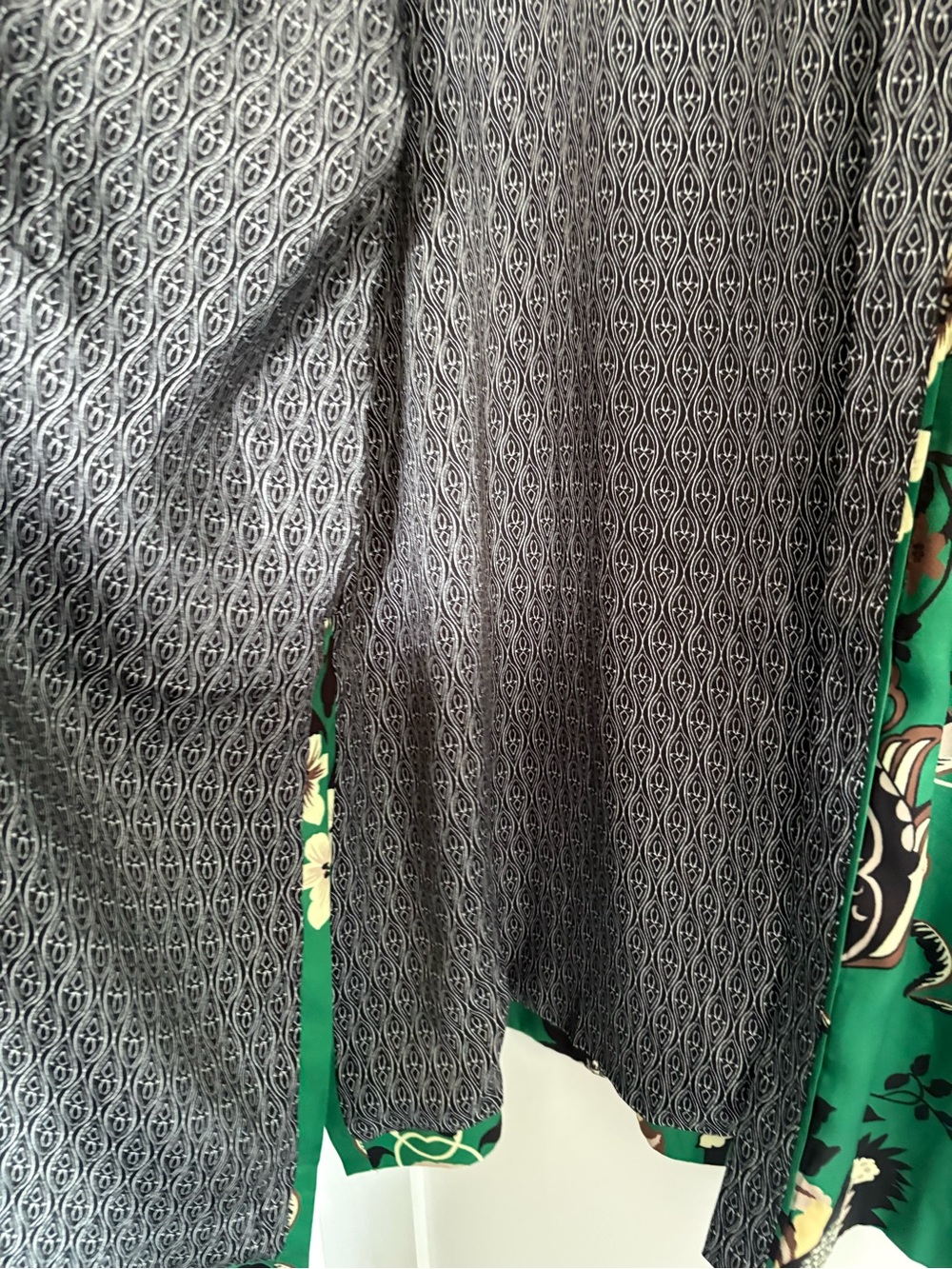 Chico's Green Floral Satin Kimono Jacket - Picture 3 of 6